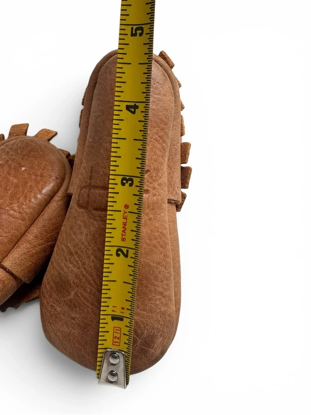Freshly Picked Weathered Brown Leather Baby Moccasins 4.75” EUC No Size Tag